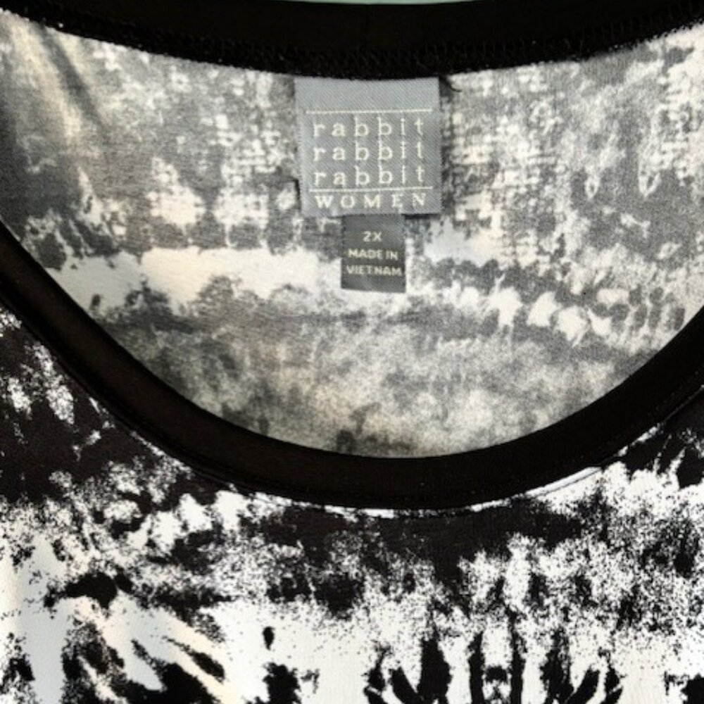 Share Rabbit Rabbit Rabbit 2X Black White Abstract Print Maxi Shift Dress Boho R - Picture 5 of 9